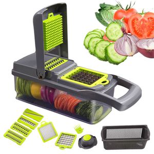 Herramientas multifunción para cortar verduras, hoja de acero, cortador de patatas, pelador de frutas, cuchillas para cortar en cubitos, rallador de queso y zanahoria, utensilios de cocina