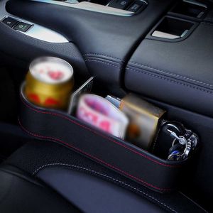 Accesorios multifuncionales para coche, caja de almacenamiento para hueco de asiento, taza, organizador de bolsillo de cuero PU, soporte para botellas y vasos para teléfono