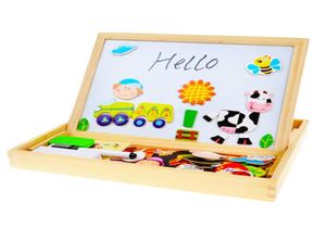 Carte à dessin multifonctionnelle avec puzzle magnétique Multi motifs Toys en bois pour enfants Package de vente au détail pour le cadeau ou le coût de stockage W6733757