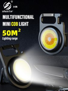 MINI lámpara portátil multifuncional, linterna recargable superbrillante, luz impermeable con 3 colores claros para exteriores e interiores