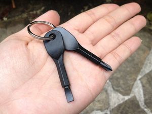 Porte-clés de poche multifonctionnel pour petits outils, équipement EDC d'extérieur avec mini tournevis à tête Phillips fendue avec porte-clés