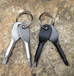 Outil de poche multifonctionnel porte-clés extérieur EDC porte-clés avec tête Phillips fendue mini tournevis ensemble porte-clés 1125689