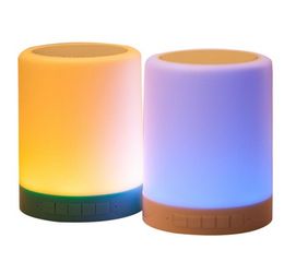 Haut-parleur Bluetooth sans fil Portable intelligent multifonctionnel avec lampe de Table LED à induction tactile/carte TF veilleuse