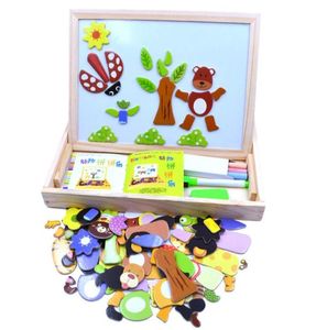 Tableau en bois multifonctionnel Animal Puzzle magnétique tableau blanc tableau noir chevalet de dessin tableau Arts jouets pour enfants enfants Who9954521