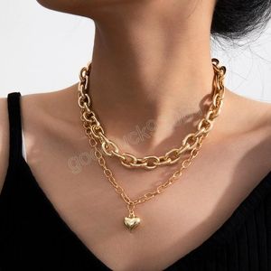 Collier multicouche avec chaîne croisée o-word pour hommes et femmes, pendentif d'amour en métal couleur or rétro, bijoux pour femmes