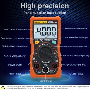 Multimètres ANENG V01B 4000 comptes multimètre numérique Comprobador automobile électrique Dmm Transistor testeur capacité mètre Test Point