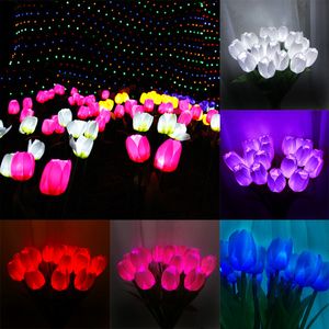Múltiples colores llevó la lámpara del césped del tulipán decoración del jardín luz del enchufe luces impermeables del paisaje de la simulación al aire libre entrega de DHL XD22676