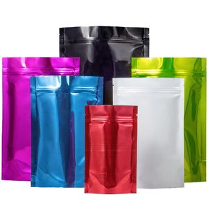 Plusieurs couleurs Mylar Foil Stand up Café Sacs d'emballage Debout refermable Geocery Zipper Seal Dry Food Zip Lock Packaging Bag