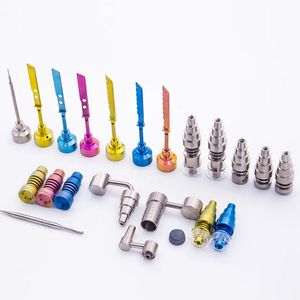 Plusieurs styles colorés Titanium Nail Carb Cap 10 mm 14 mm 18,8 mm Mâle Femelle Joint 6 en 1 Universel Pratique GR2 Nails Dabber Outil Pour Bongs Narguilé Pipe À Eau