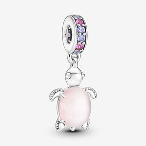 Verre de Murano Rose Tortue de Mer Dangle Charm Pandoras 100% 925 Sterling Silver Charms Set Bracelet Fabrication de charmes Designer Collier Pendentif Boîte Originale TOP qualité