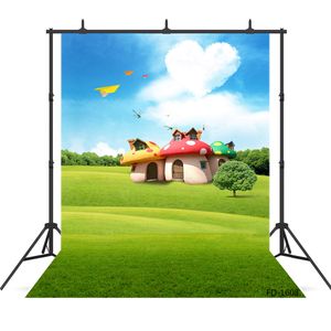 mushroom grass photography backdrops for photo shoot props children kids baby shower vinyl cloth printed backgrounds photo studio