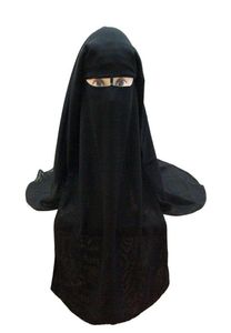 Foulard bandana musulman islamique 3 couches Niqab Burqa Bonnet Hijab Cap Veil Headwear Black Face Cover Abaya Style Wrap Head Covering 21849028