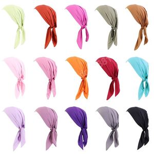Gorro turbante musulmán preatado, pañuelos elásticos para mujer, gorro con cola larga, gorros para quimioterapia contra el cáncer, accesorios para el cabello