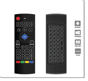 MX3 Teclado inalámbrico con retroiluminación IR Aprendizaje 24G Control remoto Fly Air Mouse LED retroiluminado de mano para Android TV Box con Voicea52179896