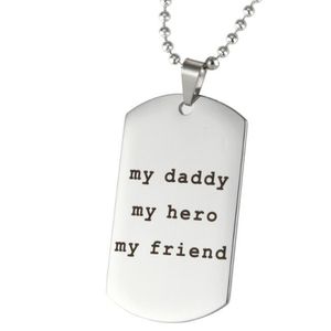 Mi papá mi héroe mi amigo cuadrado colgante collar joyería de plata personalizada personalizada collar de familia de amor regalo