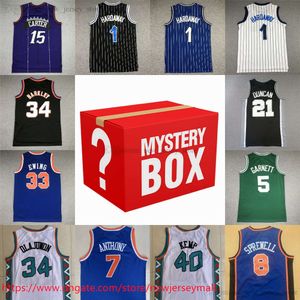 MYSTERY BOX maillots de basket-ball Mystery Boxes Chemise de sport Cadeaux pour toutes les chemises 1996 All-Star Barkley Kemp Garnett Bird Ewing Hardaway Nash Envoyé dans un uniforme aléatoire
