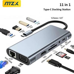MZX 11-in-1 Docking Station USB Hub Tipo C Type A Extension Dock To -compatible VGA Ethernet for Macbook Laptop Notebook PC 240104