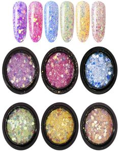 Decoración de arte de uñas Sueño Colorido Sequin Cambia de color Cuando se trata de luz brillante Hexagon Hexagon Paillette Toenail Eye Makeup1252770