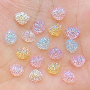 Decoraciones para uñas, 100 Uds., Mini concha de dibujos animados Kawaii, gemas de diamantes de imitación, joyería acrílica brillante, accesorios de decoración para manicura