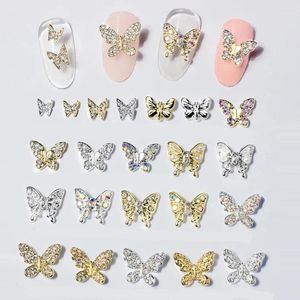 Decoraciones de arte de uñas 10pcs Multi-Designs Butterfly Jewelry 3D (con diamantes de imitación de perlas) Accesorios de aleación de encanto