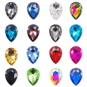 Decoraciones para uñas 20 piezas 4x6mm cristales en forma de gota diamantes de imitación joyas brillantes cuentas 3D diamante DIY para costura artesanía pegamento