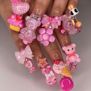 Decoraciones de arte de uñas encantos 3D Kawaii dibujos animados gato s gemas brillo joyería acrílica accesorios de decoración de manicura 231123