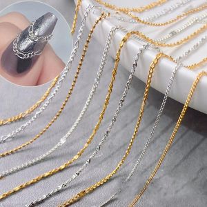 Décorations d'art d'ongle 50cm chaînes or argent chaîne métal boule d'acier bijoux bricolage ongles strass charme décoration mode manucure accessoire