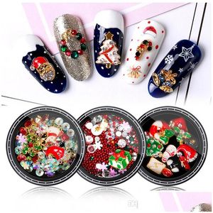 Nail Art Décorations 8 Designs Arbre De Noël Chaussette Flocon De Neige Alliage Métal Diy 3D Strass Accessoires Bijoux Outils Drop Delivery Dhuvk