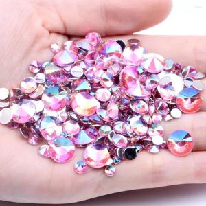 Nail Art Décorations Acrylique Strass AB Couleurs Flatback Pointu 1000pcs 4mm Argent Feuille Colle Sur Perles Accessoires Autocollant Décoration