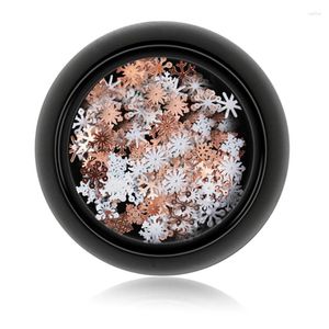 Decoraciones de arte de uñas E1YE 2 colores Brillos mezclados Copos de nieve Lentejuelas de metal con caja de almacenamiento para consejos de manicura de Navidad