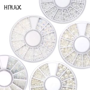 Nail Art Decorations HNUIX Mix Sizes White Tips Half Pearls 3d Beads Decoration DIY Beauty Salon Manicure Supply 230214
