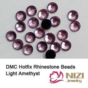 Décorations Nail Art Light Amethyst Iron On Round Flatback Glass DMC Fix Strass For Bridals Strass With Glue Backing Diamonds D