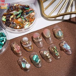 Décorations d'art d'ongle TCST-050 Ongles irréguliers Fragments de coquille d'ormeau Texture coquille de mer naturelle 3D paillettes ongles décoration poudre paillettes beauté 230822