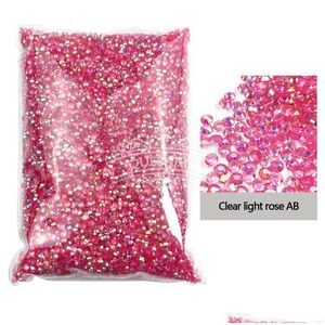 Décorations d'art d'ongle en gros 4mm transparent rose AB gelée strass BK cristaux à dos plat non fix strass pour tumblernail drop del dhtov