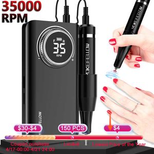 Nail Art Equipment 35000RPM Drill Machine With HD LCD Display Rechargeable Master For Manicure Portable Milling 230417