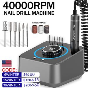 Nail Art Equipment 40000RPM Perceuse à Ongles Électrique Machine de Manucure Professionnelle avec Moteur Brushless Ongles Ponceuse Set Nail Salon Polisher Equipment 230616