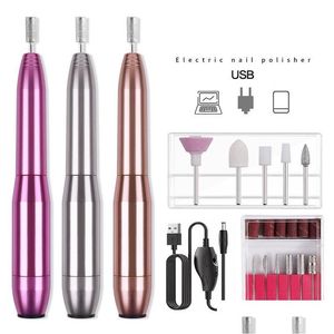 Nail Art Equipment Electric Nails Drill Hine Kit Mini Portable Strong Polisher Grinder Sander Pedicure Manicure Usb Drop Delivery He Dhtxi