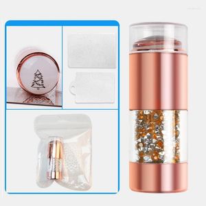 Nail Art Equipment Stamper Scraper Set Doble silicona Jelly Stamp White Clear Rhinestone Pen Shape para plantilla de manicura Portable Prud22