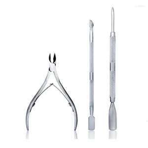 Kits d'art d'ongle 3 pièces/lot outils de manucure ensemble en acier inoxydable cuillère à cuticules poussoir pinces tondeuse tondeuse coupe-ongles