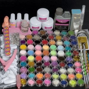 Kits d'art d'ongle ongles en acrylique Kit complet ensemble de manucure décoration poudre paillettes fournitures pour professionnels outils