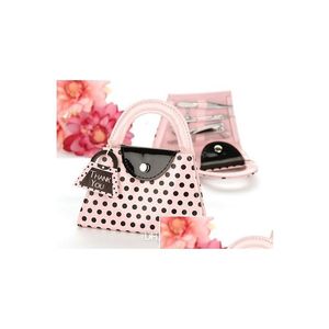 Nail Art Kits Favors Pink Polka Dot Purse Manucure Set Bridal Shower Gift Kit de Pédicure Pour Invité Drop Delivery Santé Beauté Dhq5K