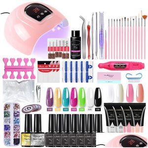 Nail Art Kits Limegirl Extension Gel Set Acryl Polish Kit Met Uv Led Lamp Voor Starter Tools Setnail Drop Delivery Gezondheid Schoonheid Dhnfv