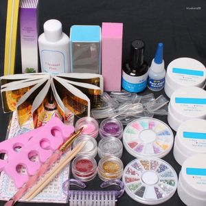 Kits d'art d'ongles professionnels faux conseils acrylique paillettes poudre colle fichier UV gel kit complet 168 ensemble