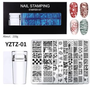 Kits d'art d'ongle ensemble de plaques d'estampage 8 en acier inoxydable avec divers motifs fournitures Kit de tampon cadeau pour petite amie