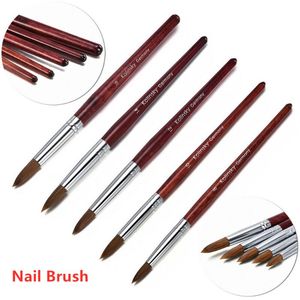 Pinceles de uñas 1 PC Sable Hair Acrylic Brush Mango de madera Pintura Pluma para polvo Salón profesional Calidad DIY Belleza