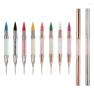 Brosses à ongles à double extrémité, stylo à points, crayon strass cristal, poignée en métal, couleur éblouissante, crayon de cire, outils de manucure