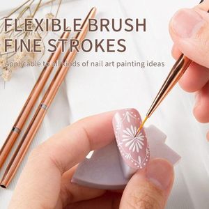 Brosses à ongles Kits d'or rose Striping Design Flower Art Stylos Peinture UV Gel Liner Dessin