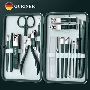 Coupe-ongles 18pcs / set Ensemble de coupe-ongles Ensemble de coupe-ongles en acier inoxydable avec sac pliant Kits de manucure Ciseaux Outil de beauté de maquillage 230728