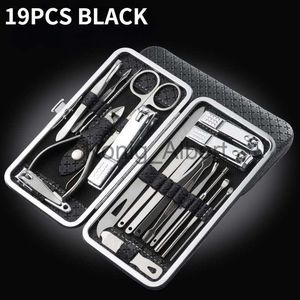 Nail Clippers 19 in 1 Stainless Steel Manicure set Professional Nail clipper Kit of Pedicure Tools Ingrown ToeNail Trimmer nail kit x0801