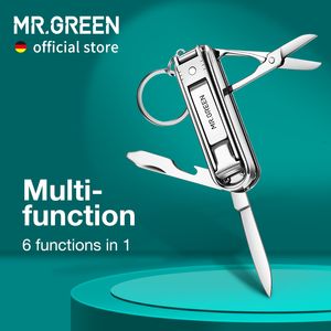 Nail Clippers MR.GREEN Multifunctional Nail Clipper Stainless Steel Six Functions Nail Files Bottle Opener Small Knife Scissors Nail Cutter 230419